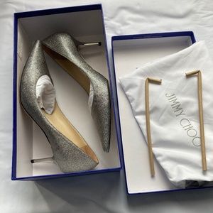 Jimmy Choo Romy Silver Glitter Size 40